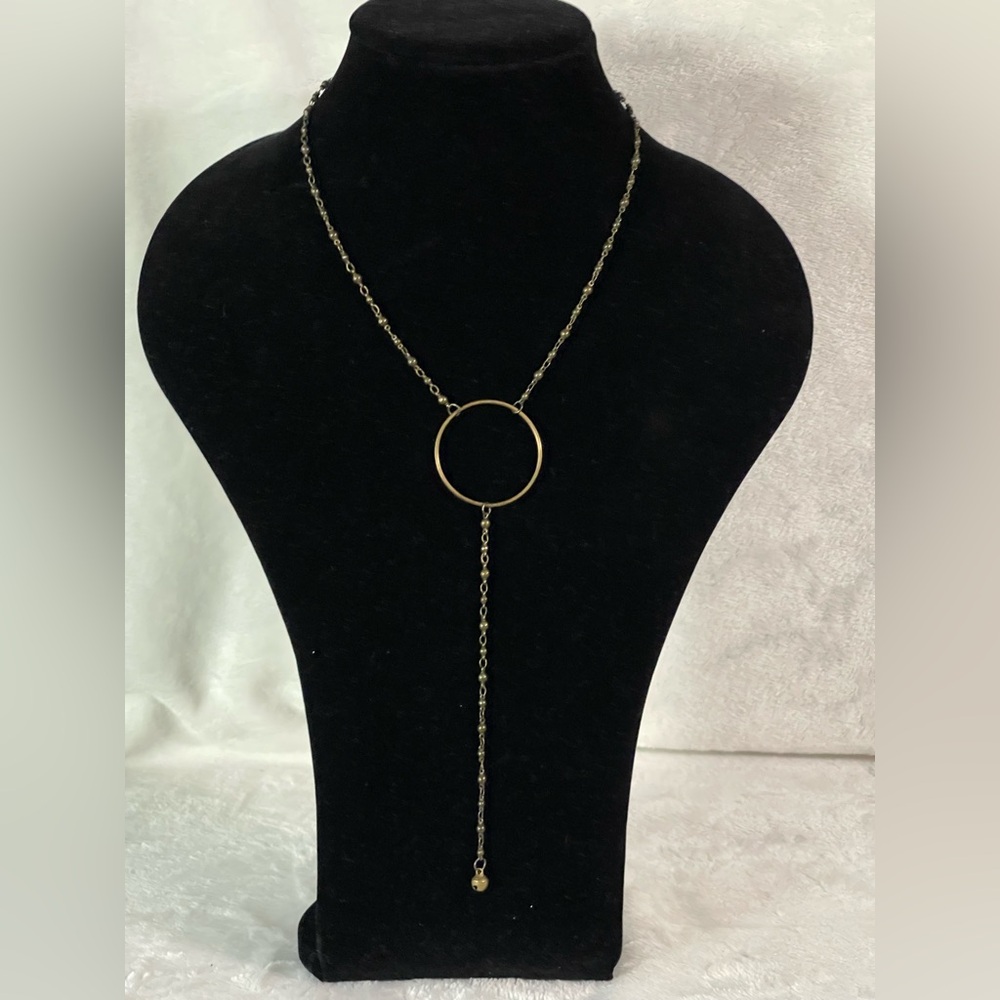 Vintage Mary Garrett Lariat circle brass necklace - Picture 1 of 7